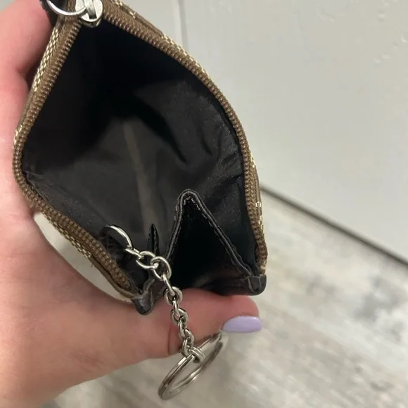 Coach Signature Brown and Tan Keychain Pouch - Picture 3 of 3